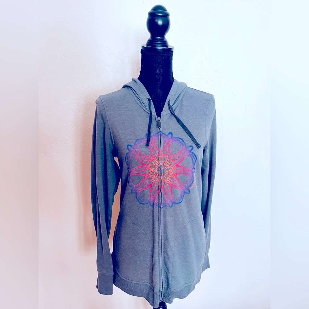 Columbia Gray zip-up Hoodie with Mandala Design